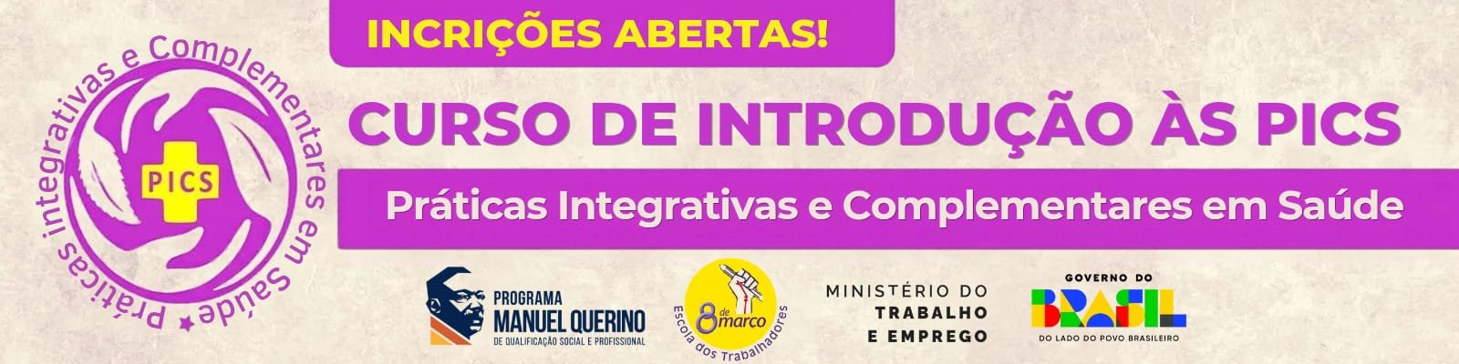 Inscrições abertas: Curso de Introdução às PICS — Práticas Integrativas e Complementares em Saúde